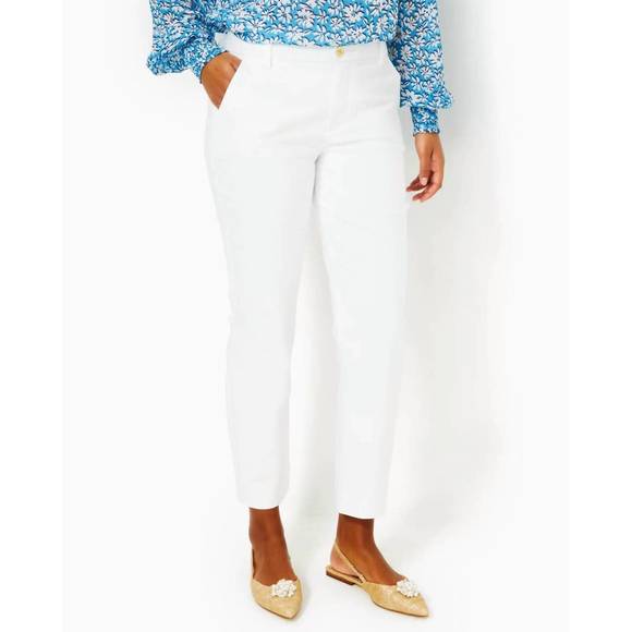 NEW LILLY PULITZER gretchen high rise straight leg pants in resort white